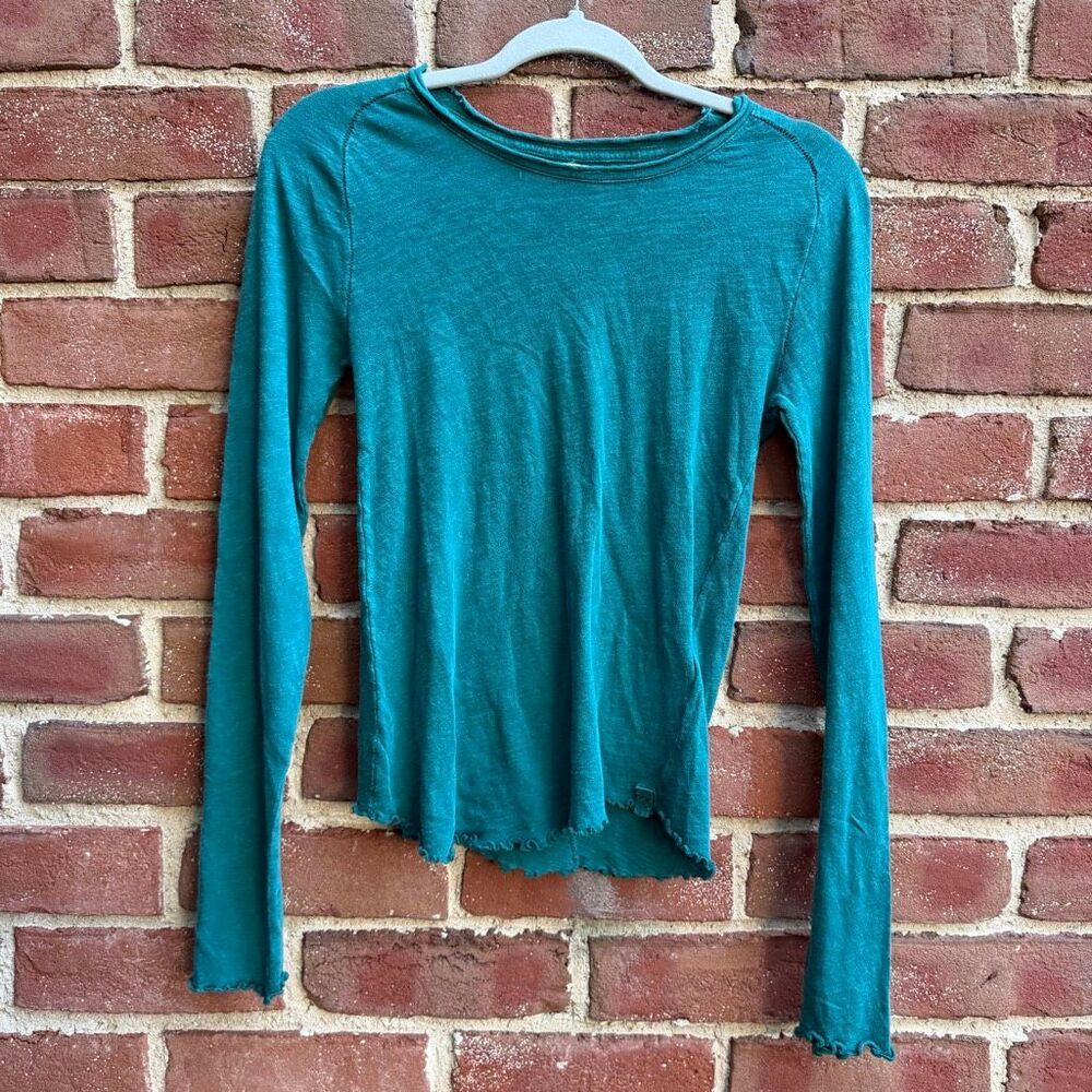 Free People X We The Free Be My Baby Tee long sleeve teal M NEW